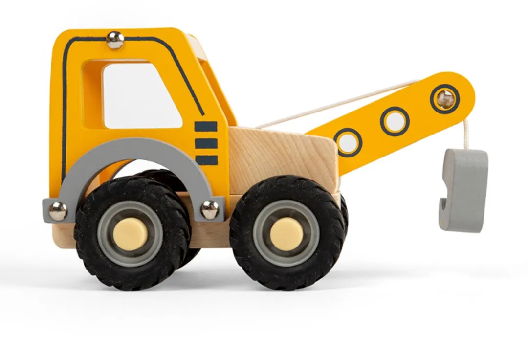 BIGJIGS Auto Hijskraan Kraanwagen 36028 - Geel