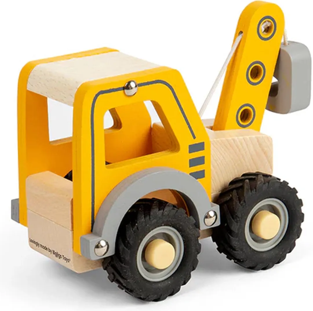 BIGJIGS Auto Hijskraan Kraanwagen 36028 - Geel