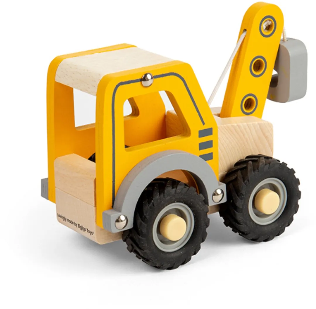 BIGJIGS Auto Hijskraan Kraanwagen 36028 - Geel