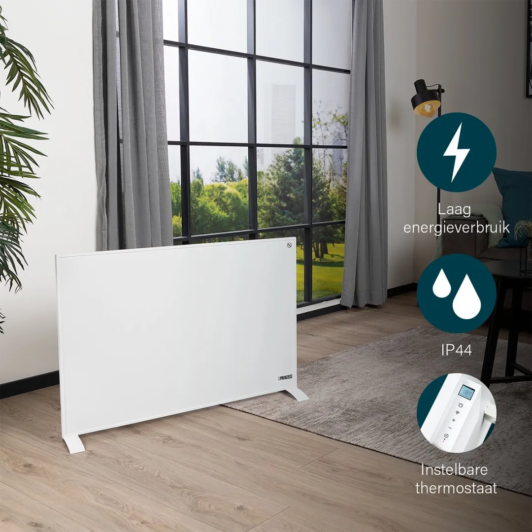 Infrarood paneel – Princess Elektrische kachel 540W - 60 x 90cm- Infrarood kachel - Infrarood Verwarmingspaneel 348054 – Inclusief mobiele app – Smart - WiFi - met App - Vrijstaand/Wandmontage - Energiezuinig - Infrarood paneel verplaatsbaar - Wit