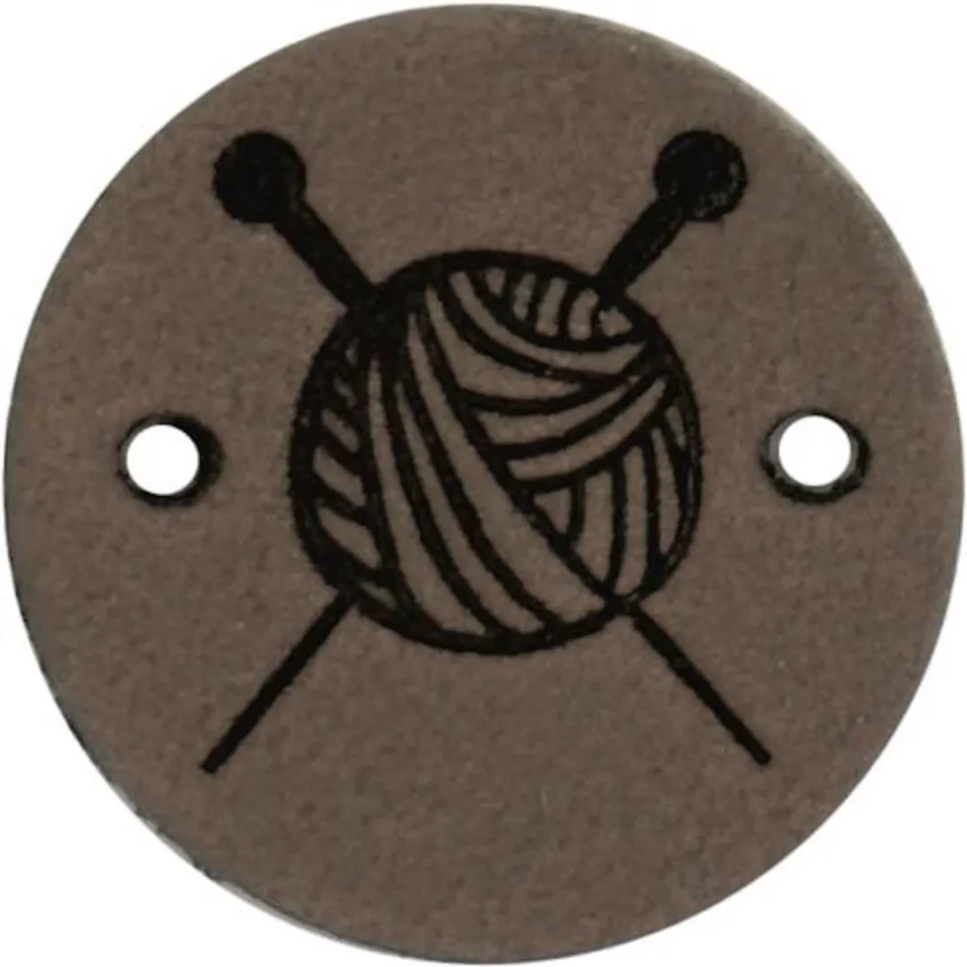 Durable Leren Label met Bolletje Wol en Breinaalden