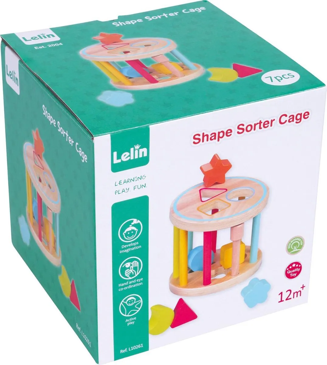 Lelin Toys Vormenstoof Junior 15 X 15 X 14 Cm Hout Bruin 7-delig