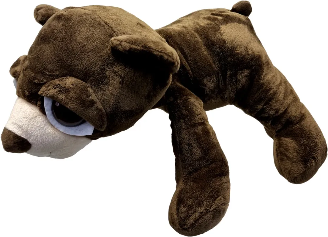 UNITOYS – Beer Bruce – Liggend met grote ogen – 45cm – Donkerbruin