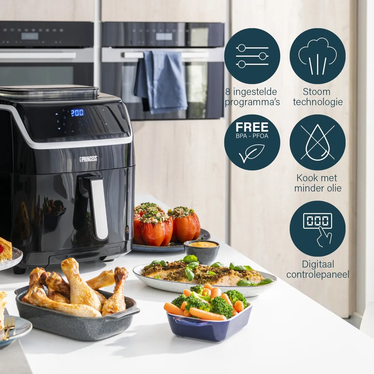 Princess 182080 Stoom Airfryer XXL - 1700W - 6.5L - Zwart - afbeelding 6 van 6