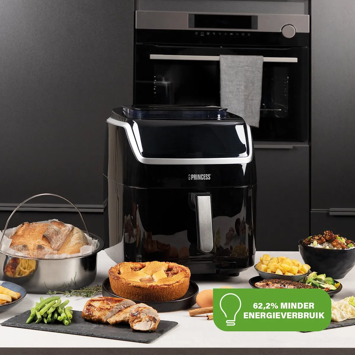 Princess 182080 Stoom Airfryer XXL - 1700W - 6.5L - Zwart