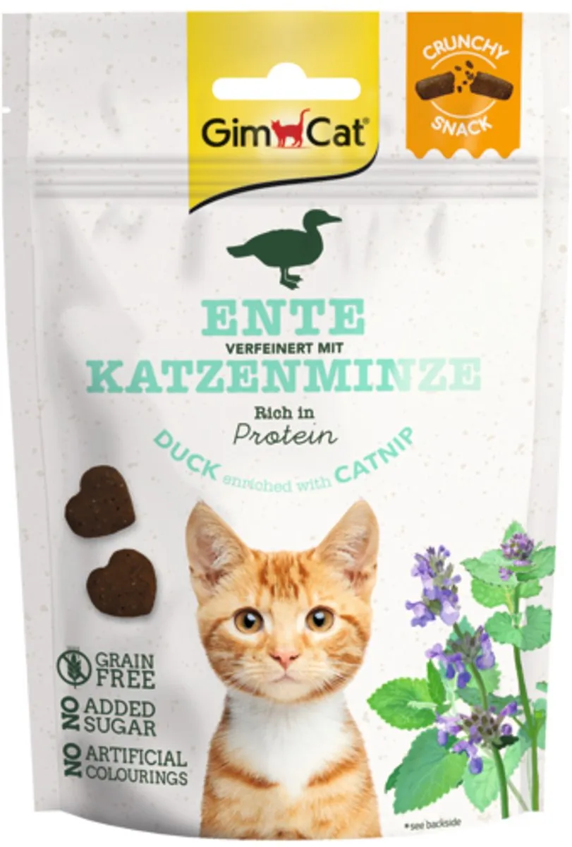 GimCat Crunchy Snack Eend & Kattenkruid 50g