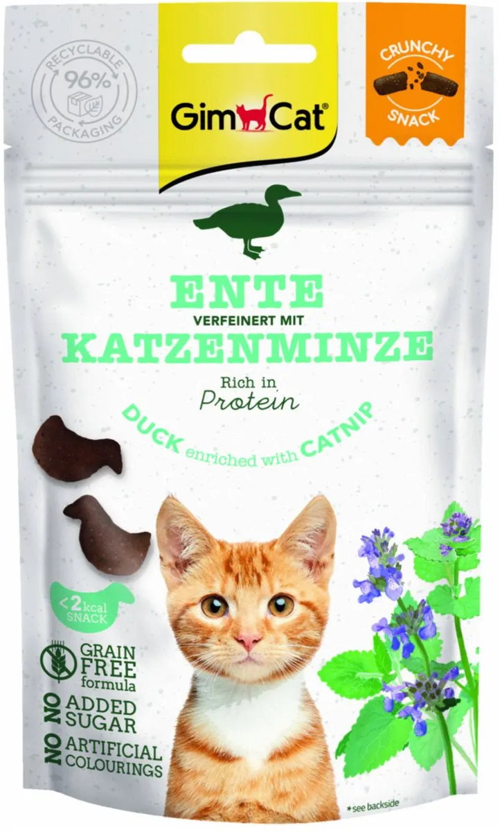 GimCat Crunchy Snack Eend & Kattenkruid 50g