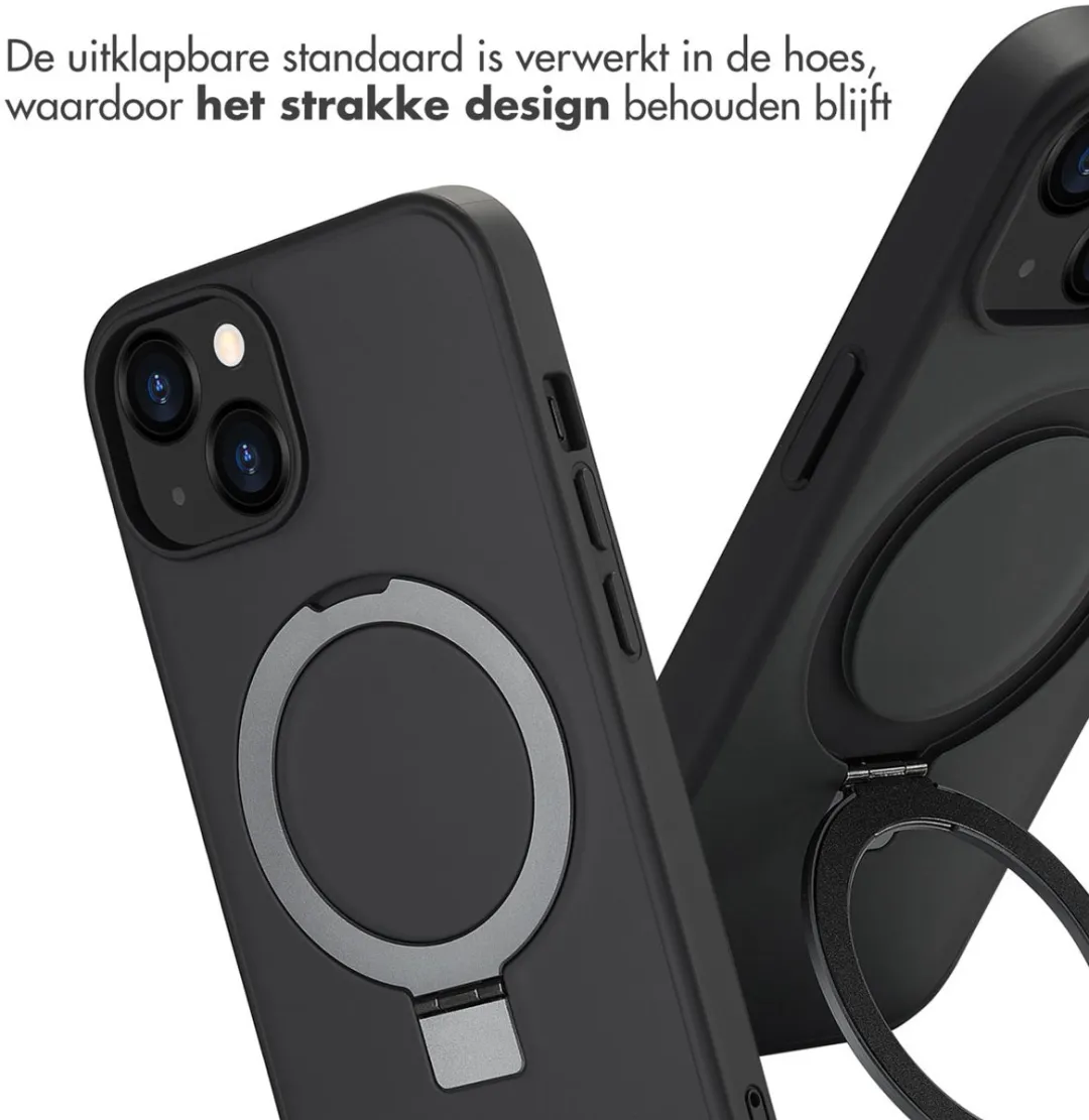 Accezz iPhone 14 MagSafe Hoesje - Ring Stand - Zwart