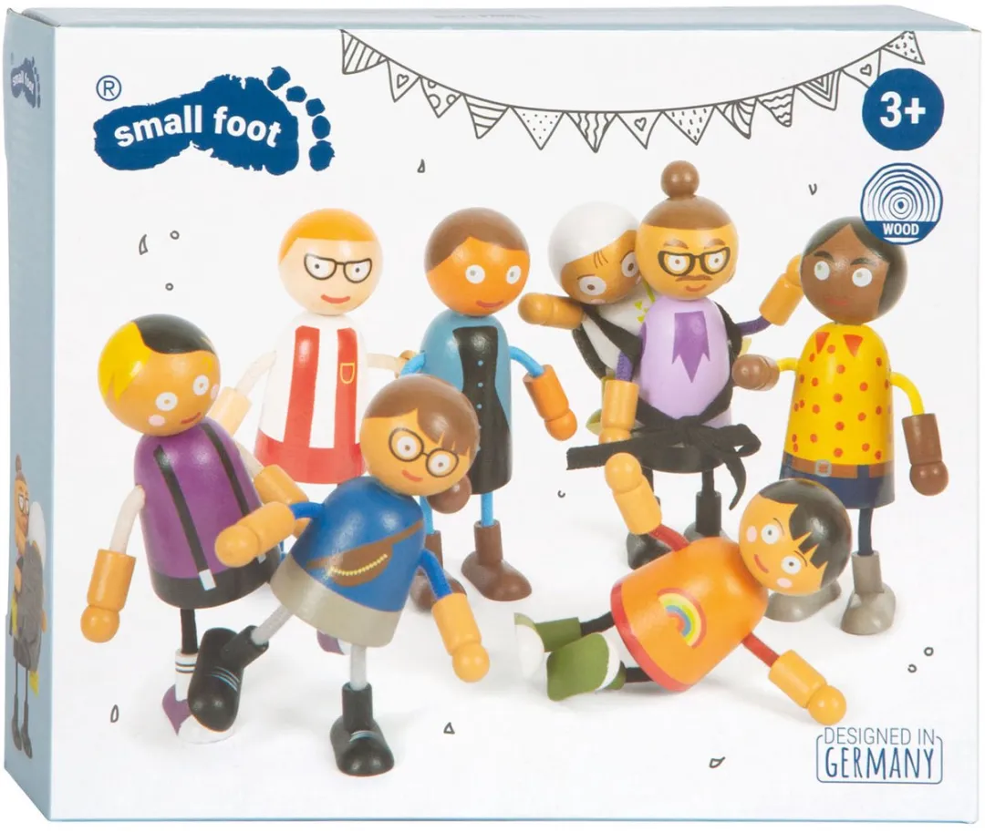 Small Foot Houten Buigzame Poppenfamilie 8 Stuks - Multicolor