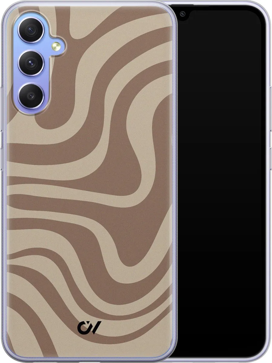 Casevibes Galaxy A34 Hoesje - Bruin Abstract Waves - S/A34/UV/022