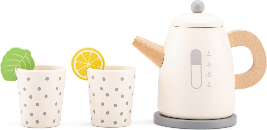 New Classic Toys® Houten Speelgoed Waterkoker - Speelset Inclusief 2 Bekers met Citroen en Munt - Speelgoedkeukenmachine voor Kinderen - FSC - Rollenspel Keukenspeelgoed - Vanaf 3 Jaar