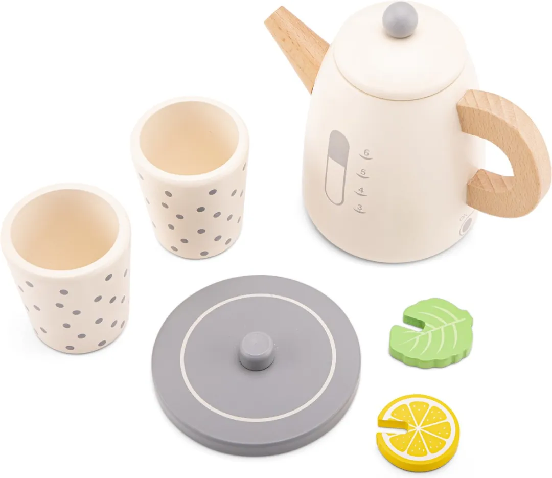 New Classic Toys® Houten Speelgoed Waterkoker - Speelset Inclusief 2 Bekers met Citroen en Munt - Speelgoedkeukenmachine voor Kinderen - FSC - Rollenspel Keukenspeelgoed - Vanaf 3 Jaar