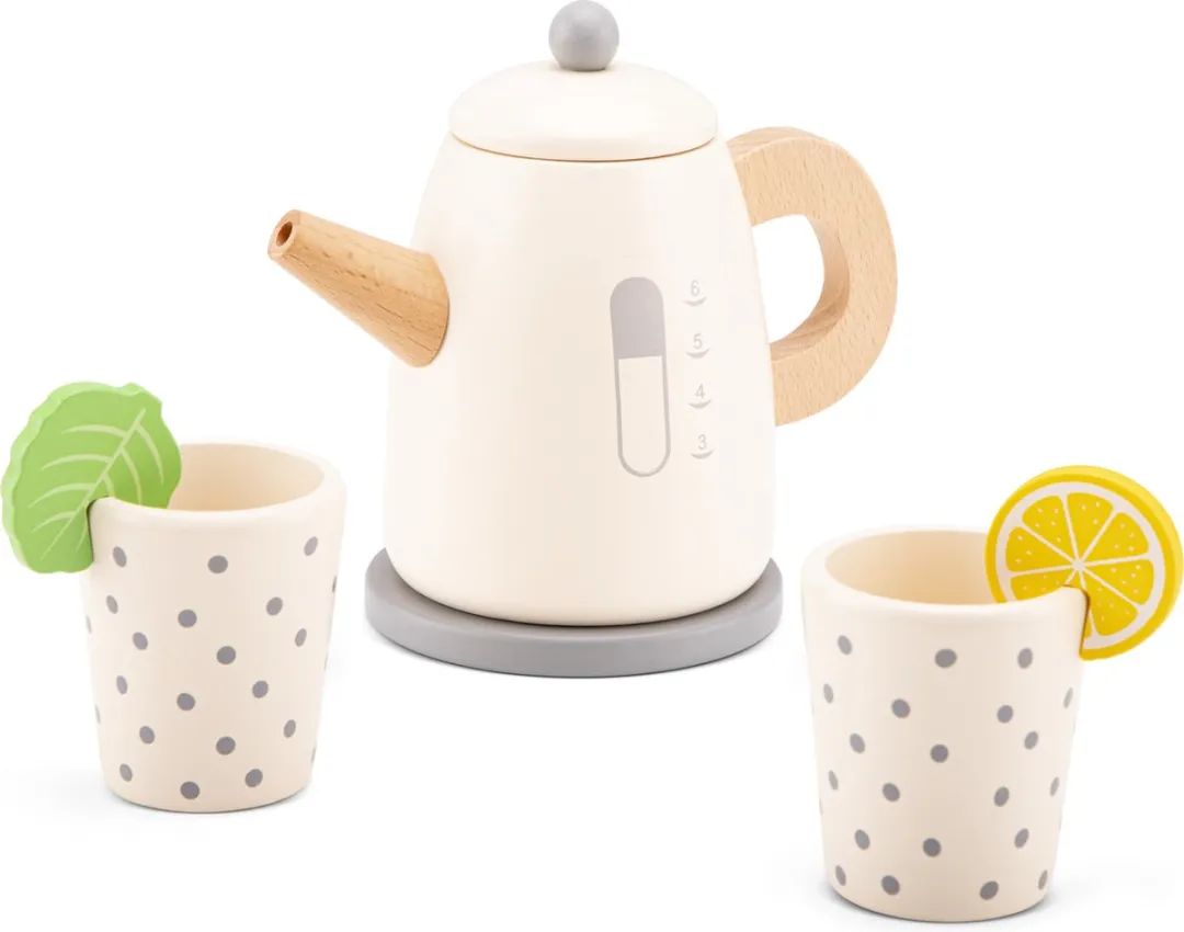New Classic Toys® Houten Speelgoed Waterkoker - Speelset Inclusief 2 Bekers met Citroen en Munt - Speelgoedkeukenmachine voor Kinderen - FSC - Rollenspel Keukenspeelgoed - Vanaf 3 Jaar