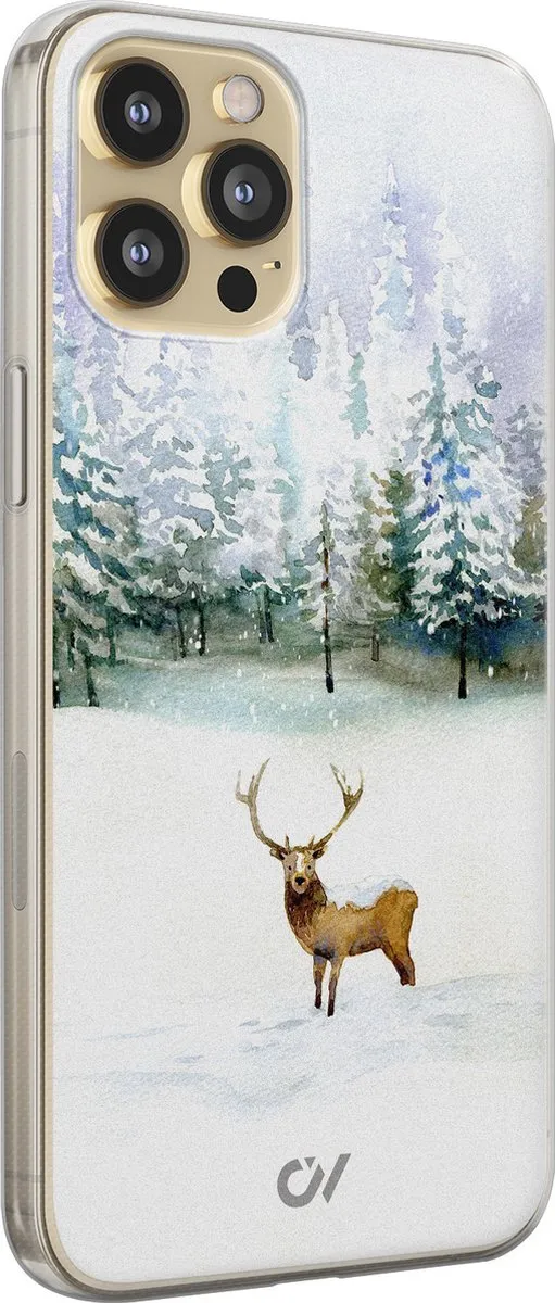 Casevibes iPhone 12 Hoesje Rendier - Wit - A/13/UV/031