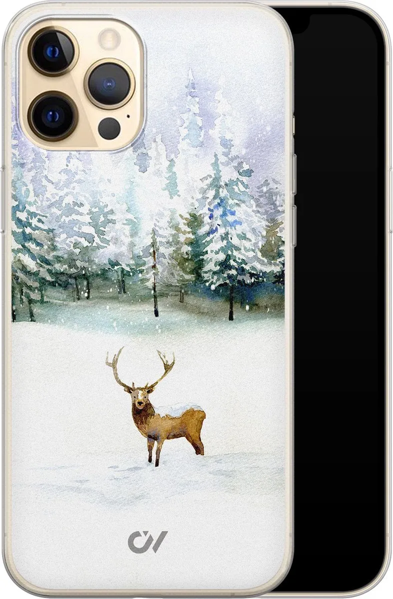 Casevibes iPhone 12 Hoesje Rendier - Wit - A/13/UV/031