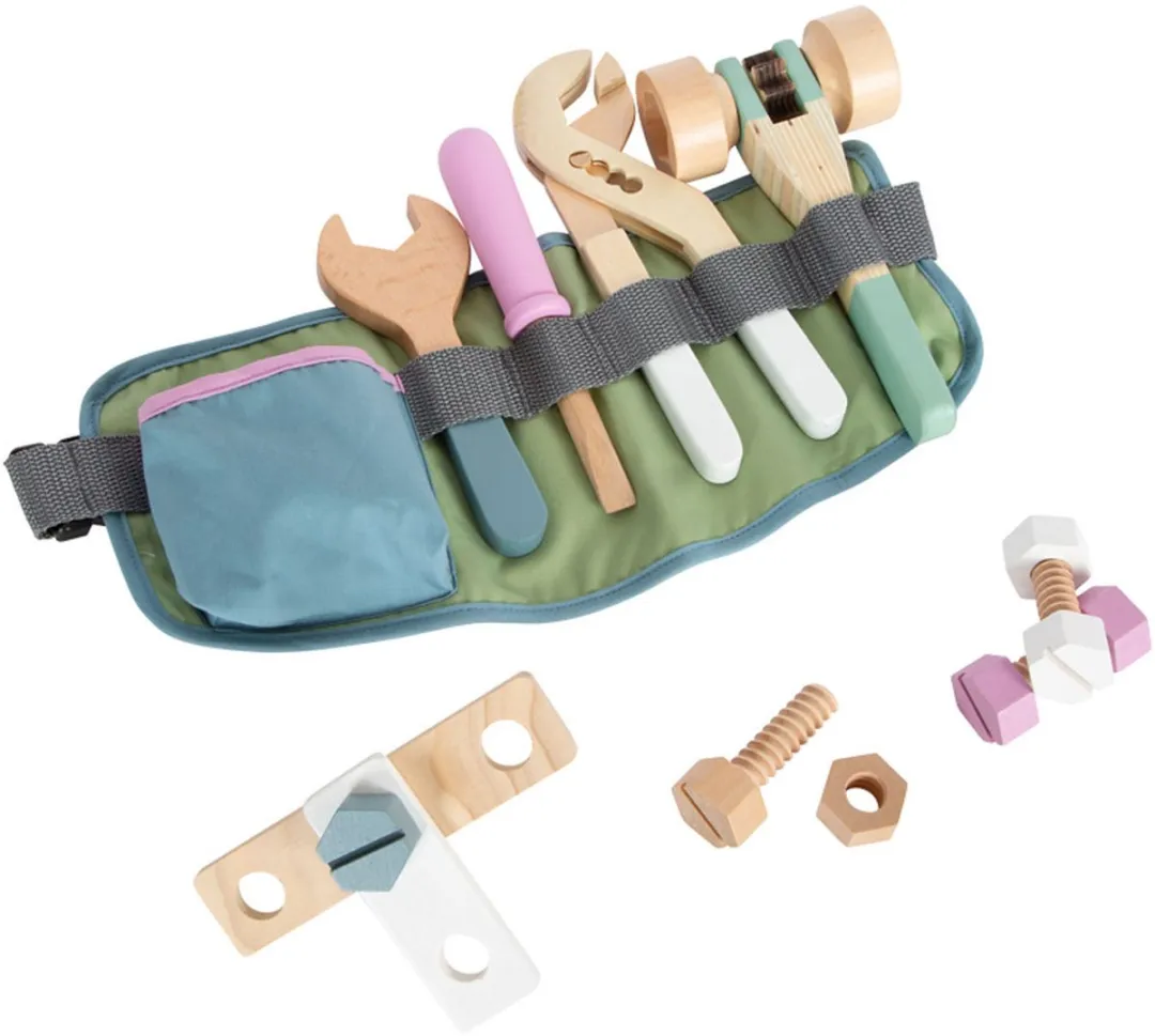 Small Foot Gereedschapsriem Nordic Houten Speelgoed - 15 Stuks Multicolor