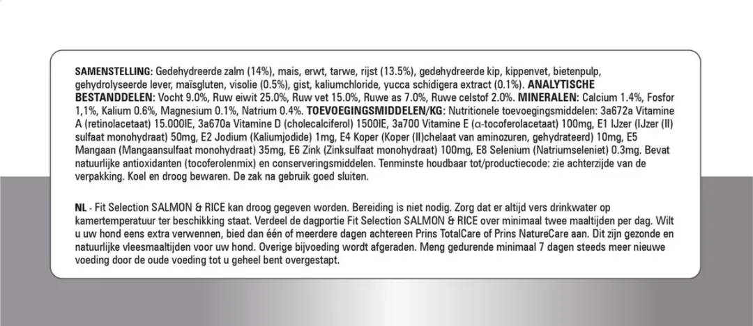 Prins Fit Selection Hond Salmon & Rice 2kg