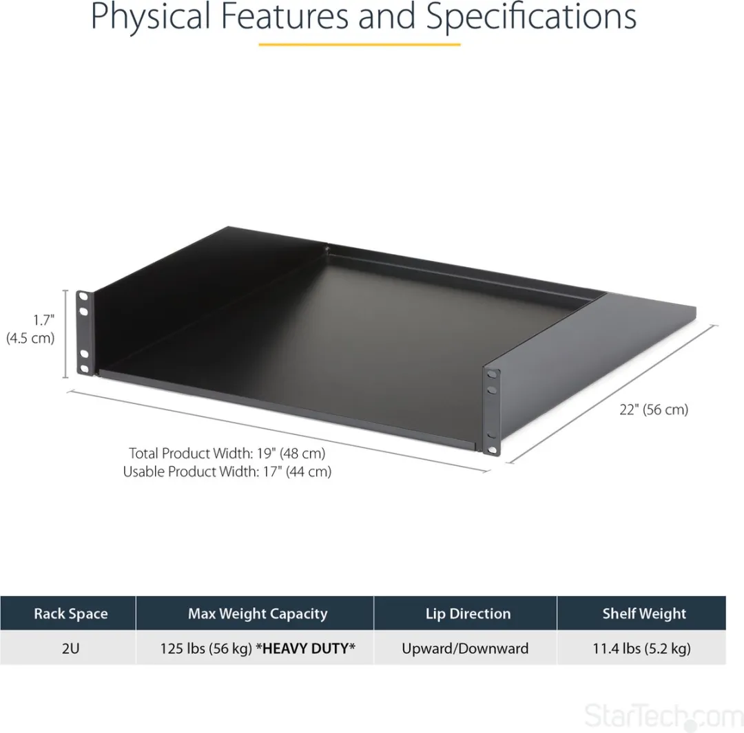 Startech CABSHELFHD Rackkast - Zwart