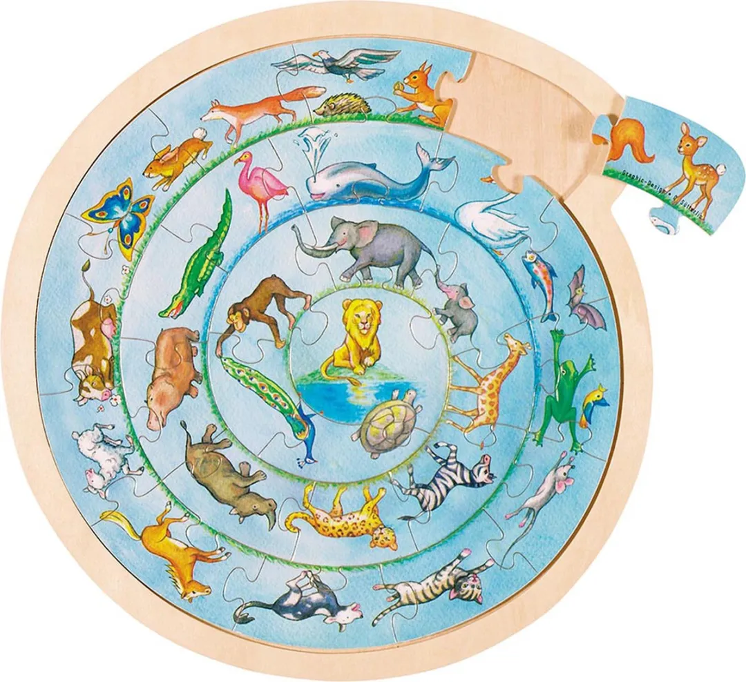 Goki Animal's Circle Puzzle 27 Stuks - Blauw
