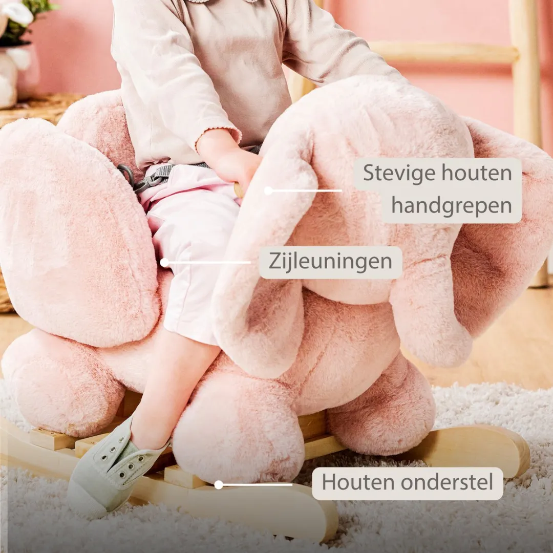 Nattou FanFan Hobbelpaard Olifant 59cm - Roze