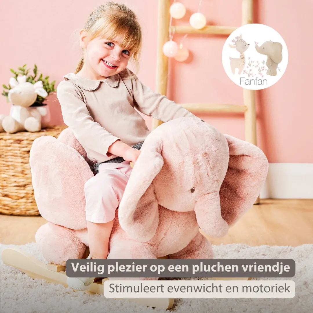 Nattou FanFan Hobbelpaard Olifant 59cm - Roze