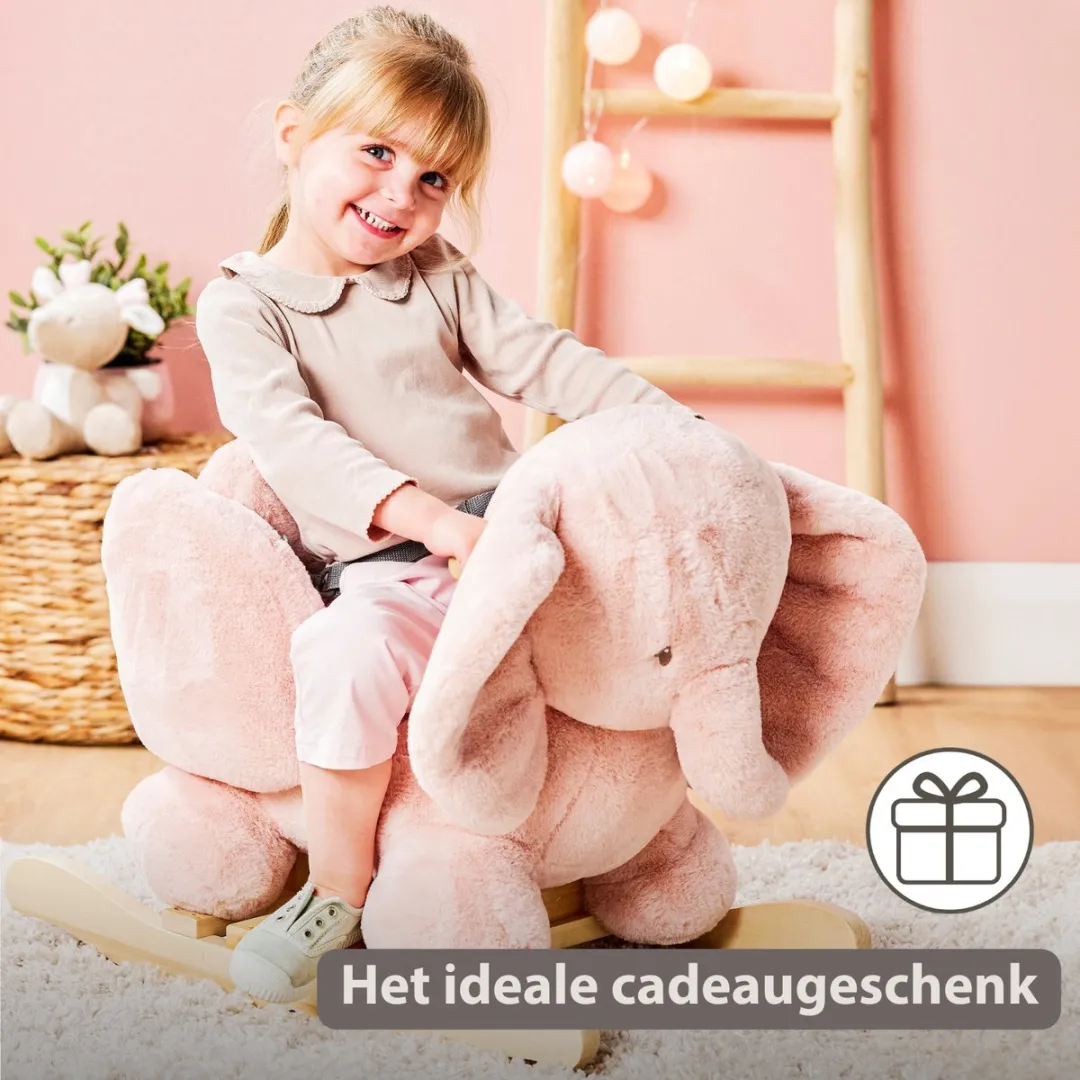 Nattou FanFan Hobbelpaard Olifant 59cm - Roze