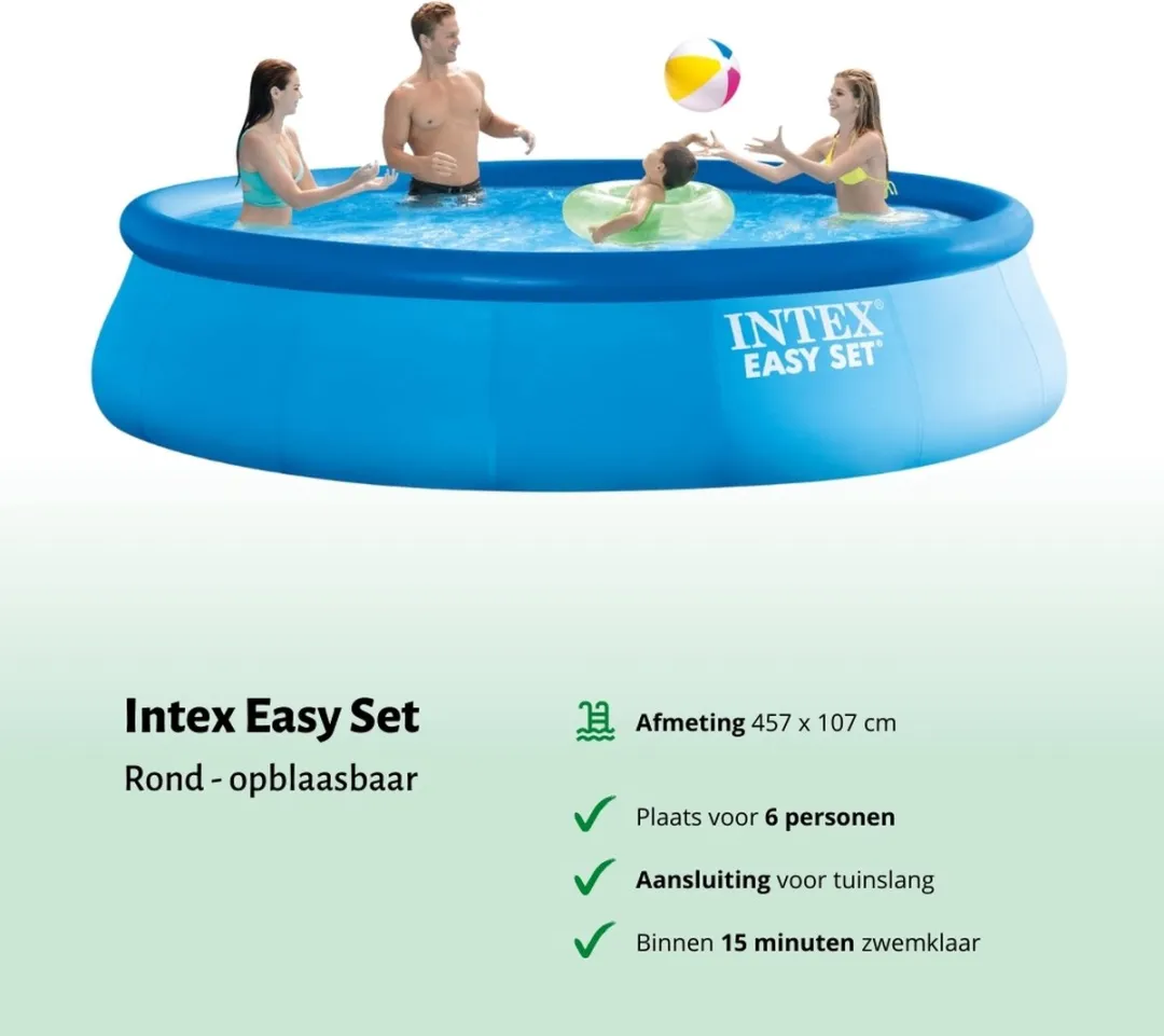 Intex Easy Set Zwembad 457x107cm - Blauw - 12.430L