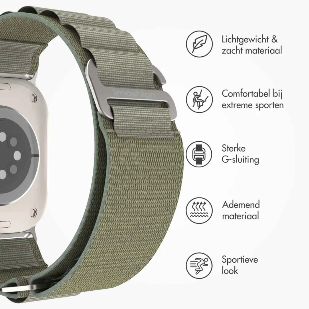 Imoshion Nylon Bandje Apple Watch 42mm - Olijfgroen