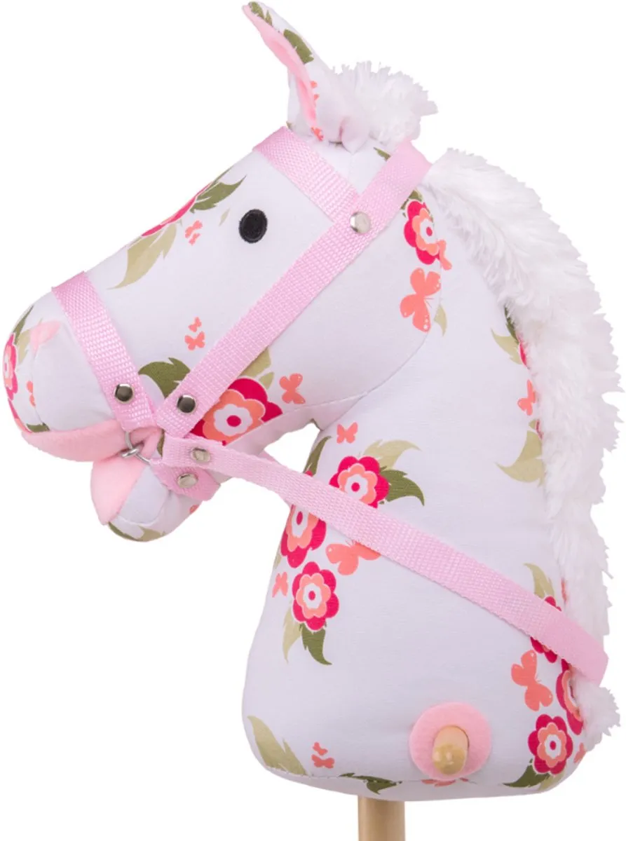 BIGJIGS Klassiek Stokpaard Bloemen - Wit
