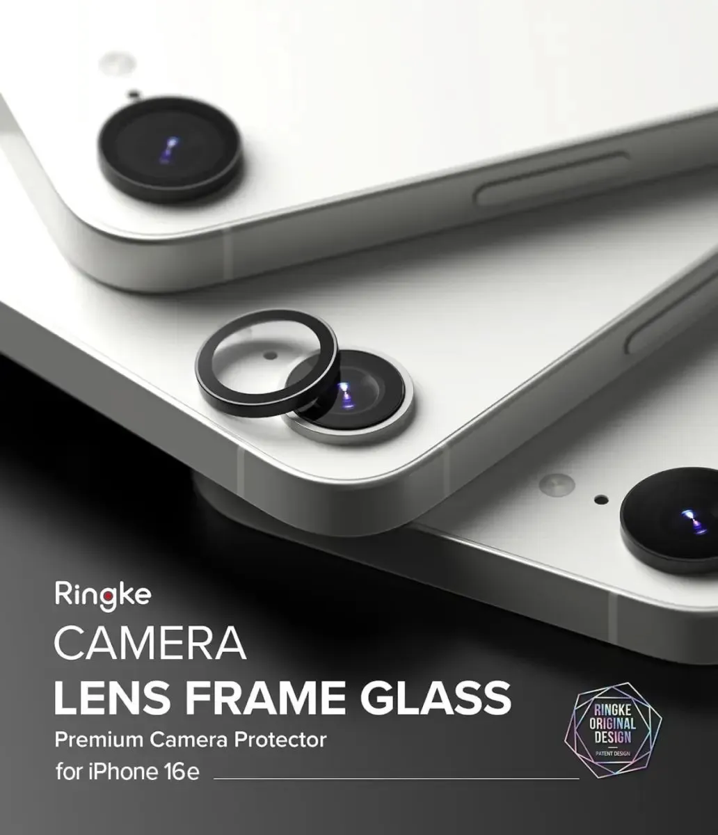 Ringke Frame Glass Camera Beschermer iPhone 16e/17e - 2 Stuks - Zwart