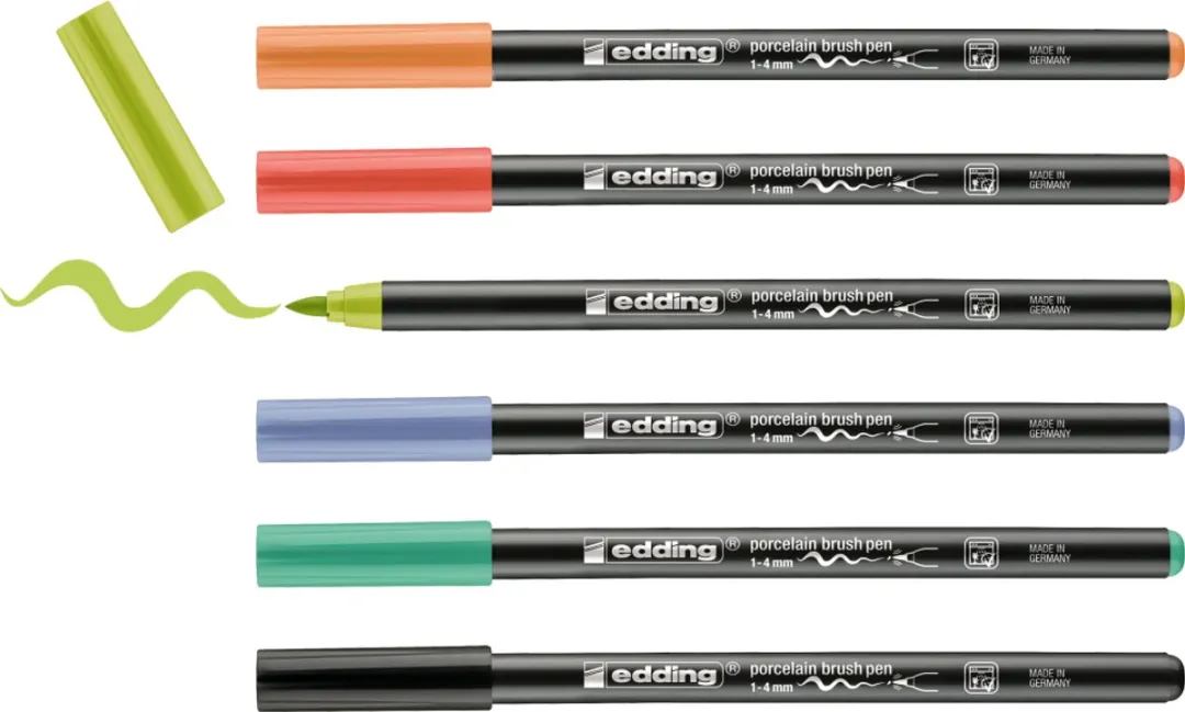 edding 4200 Porseleinstiften - 6 Stuks - Flexibele Penseelpunt
