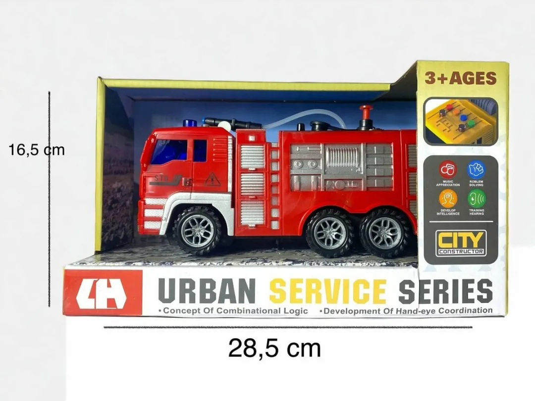 698 JIAN SHENG Brandweerwagen 89-309B - Licht & Geluid - 21cm Rood