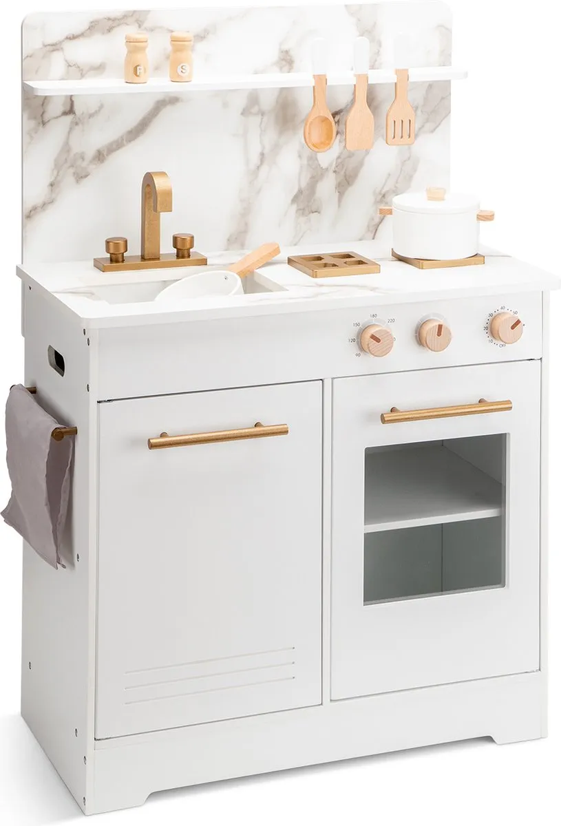 New Classic Toys Houten Kinderkeuken Wit Marmer 55cm