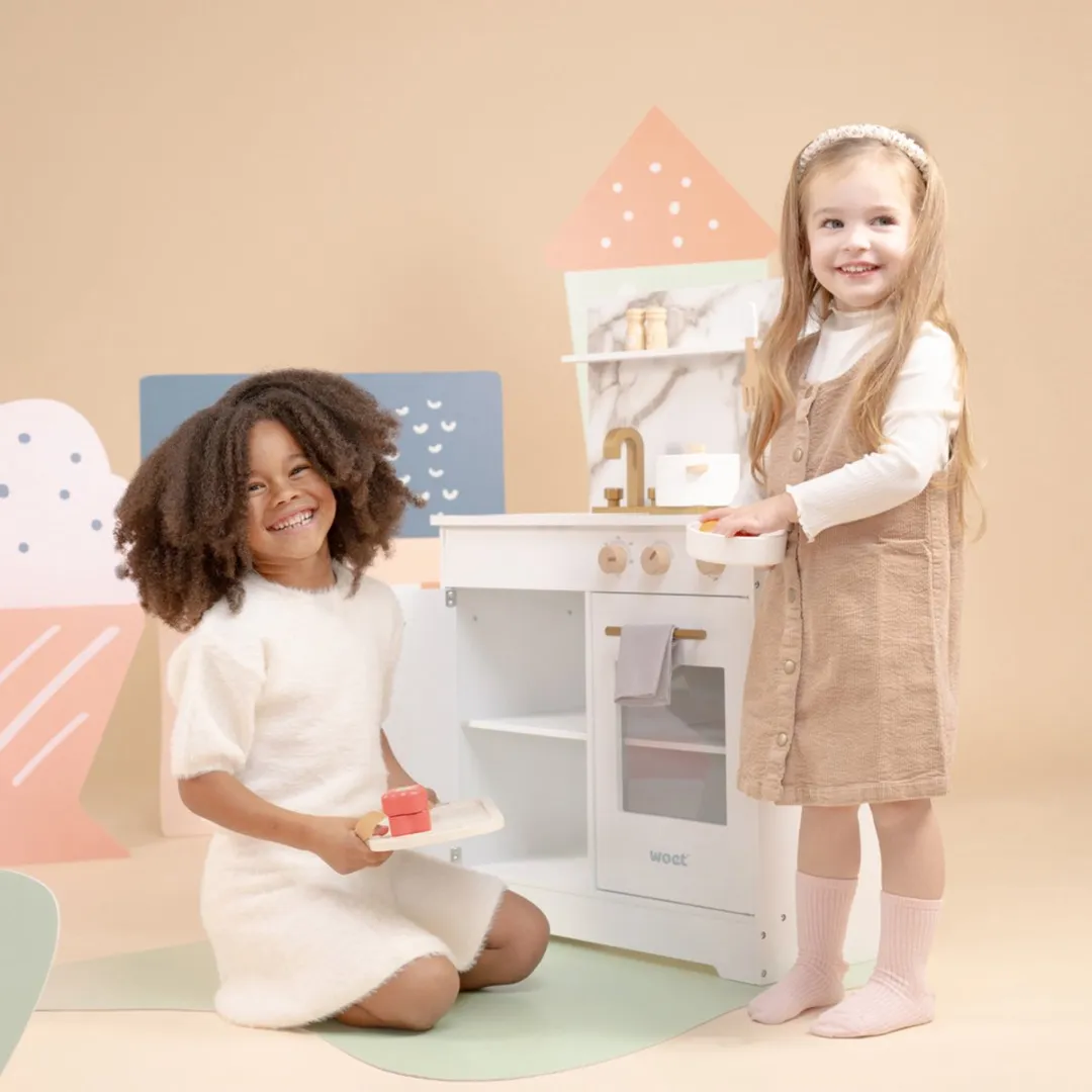 New Classic Toys Houten Kinderkeuken Wit Marmer 55cm