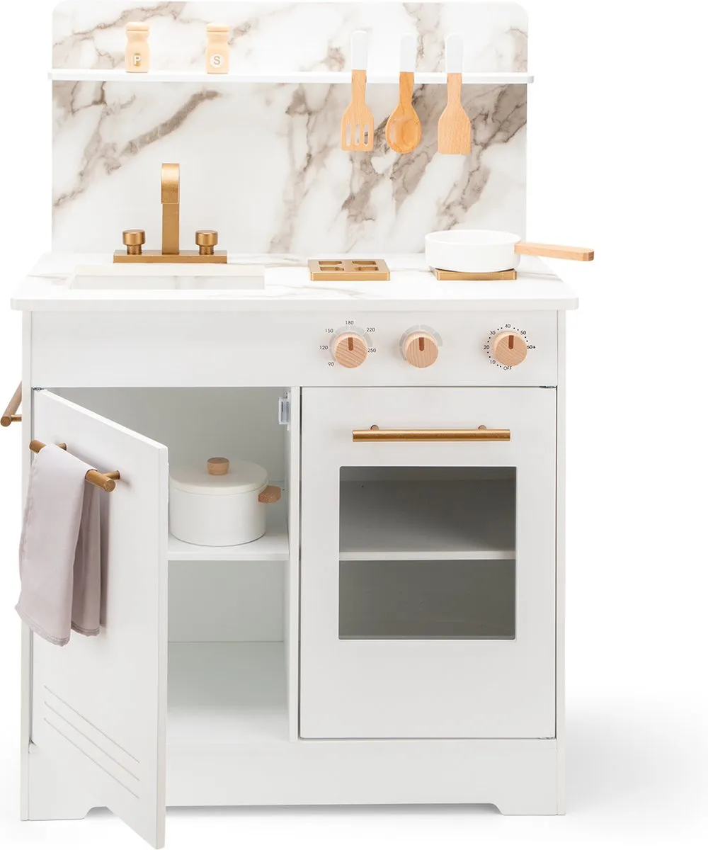 New Classic Toys Houten Kinderkeuken Wit Marmer 55cm