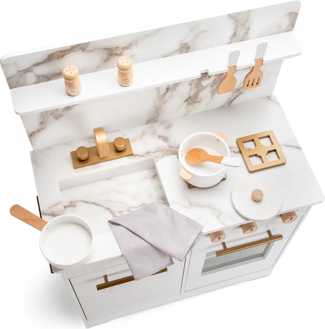 New Classic Toys Houten Kinderkeuken Wit Marmer 55cm