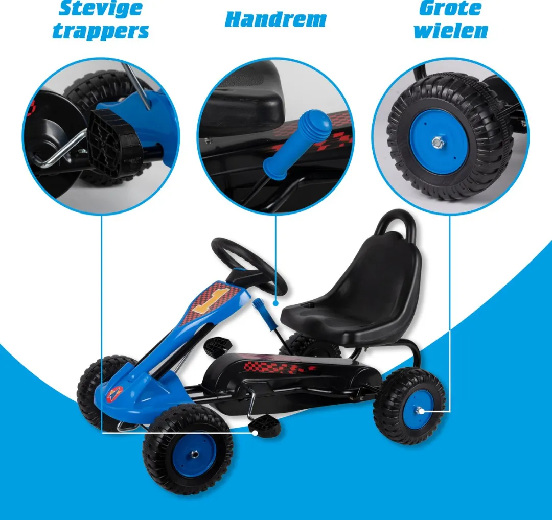 Eddy Toys Skelter Go-Kart met Handrem - 35 KG - Blauw