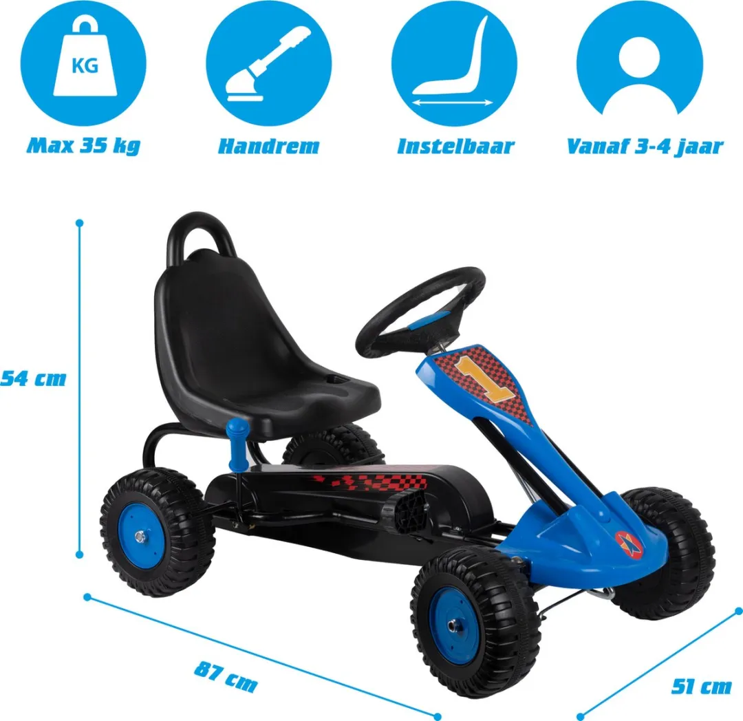 Eddy Toys Skelter Go-Kart met Handrem - 35 KG - Blauw - afbeelding 6 van 6
