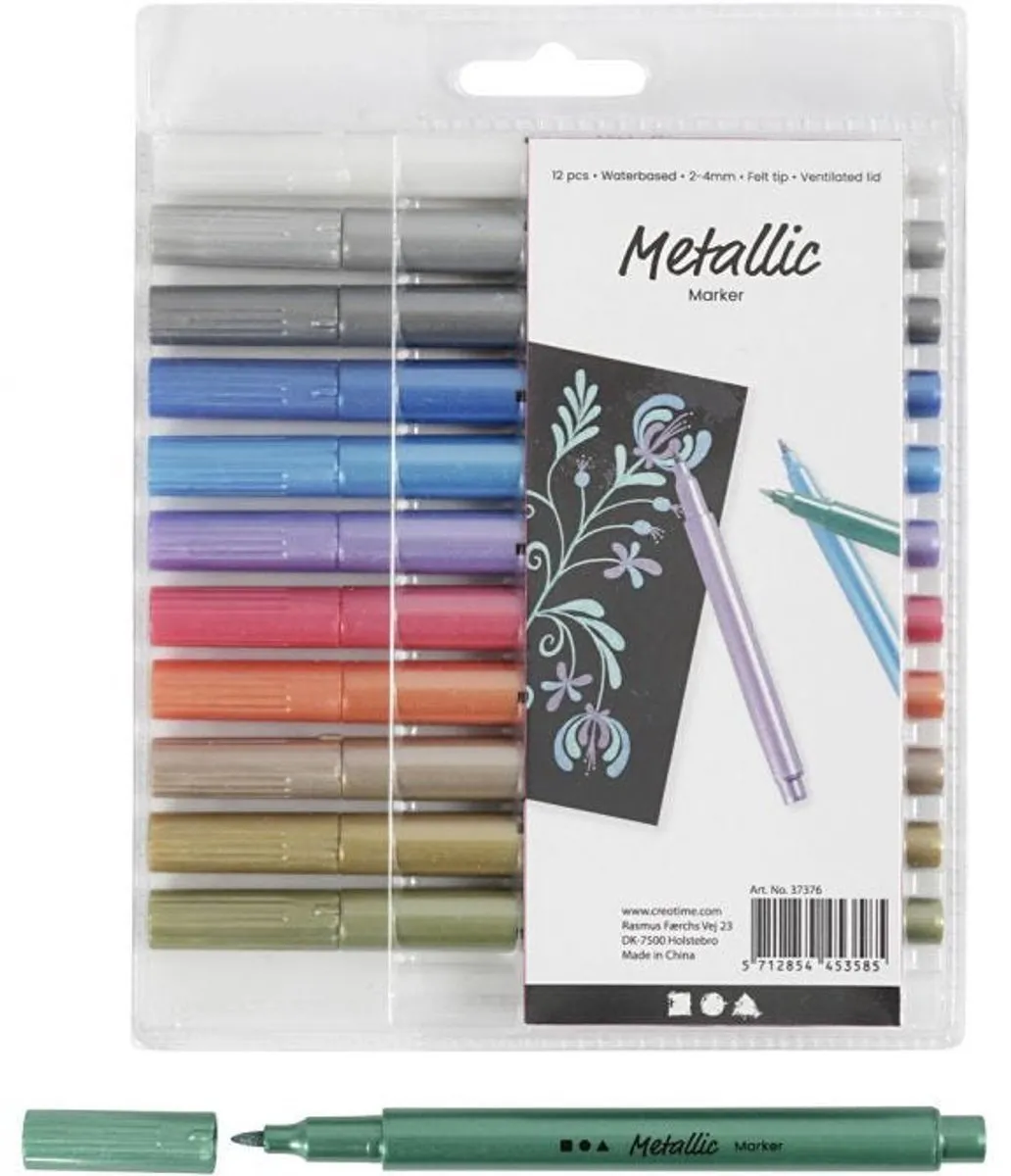 Creativ Company Metallic Markers - 12 Stuks Divers