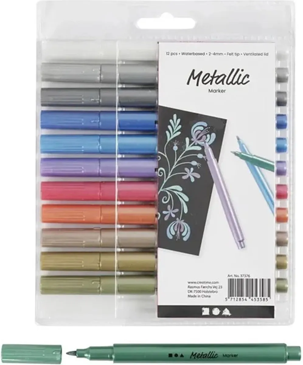 Creativ Company Metallic Markers - 12 Stuks Divers