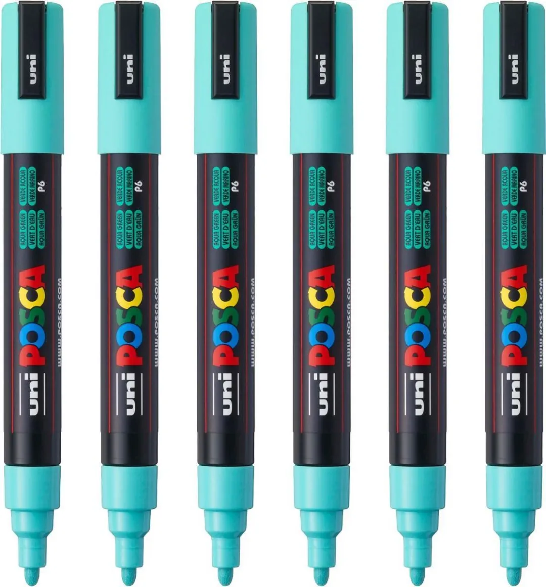 Posca PC-5M Stiften - Zeegroen - 6 Stuks