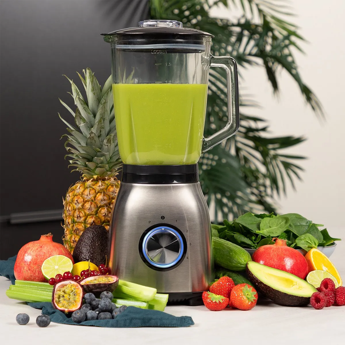 Princess Blender 1000W RVS - 4 Snelheden - 1,5L Glaskan