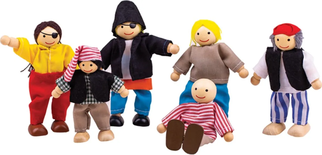 BIGJIGS Piraten Poppenhuispoppetjes JT126 - Meerdere kleuren