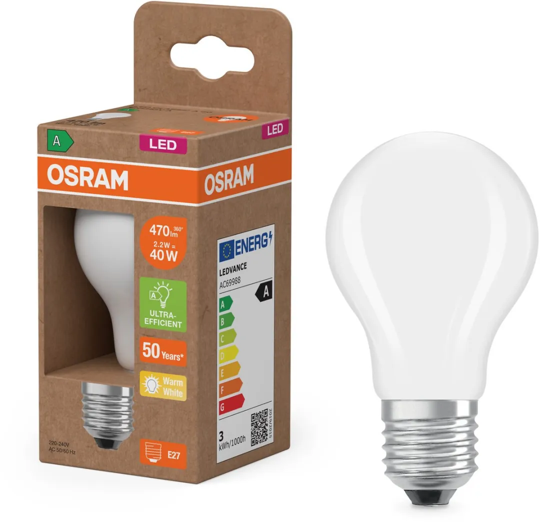Osram LED Superstar Classic A40 E27 2,2W 470lm Warm Wit