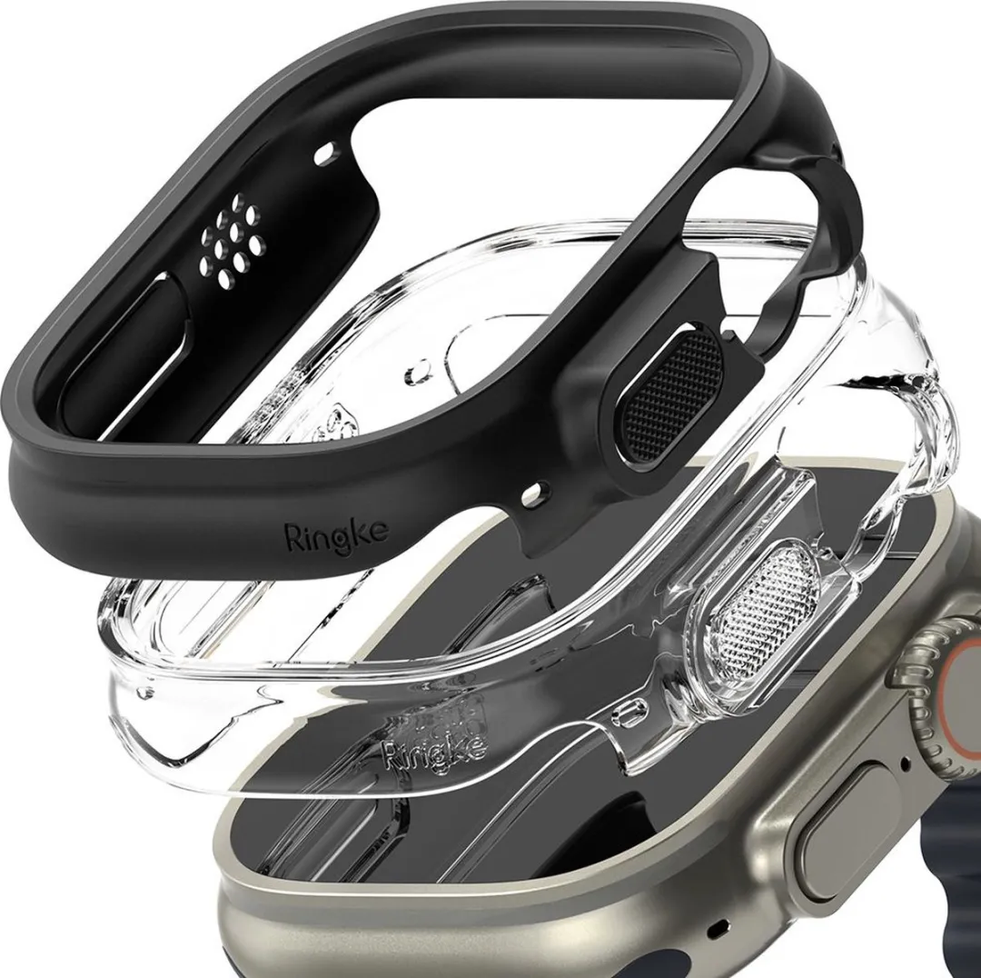 Ringke Slim Apple Watch Ultra 49mm Overlay - 2 Stuks - Helder & Mat Zwart