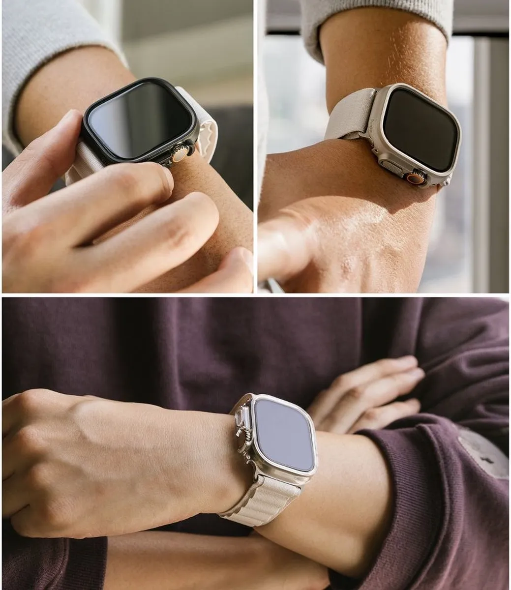 Ringke Slim Apple Watch Ultra 49mm Overlay - 2 Stuks - Helder & Mat Zwart - afbeelding 6 van 6