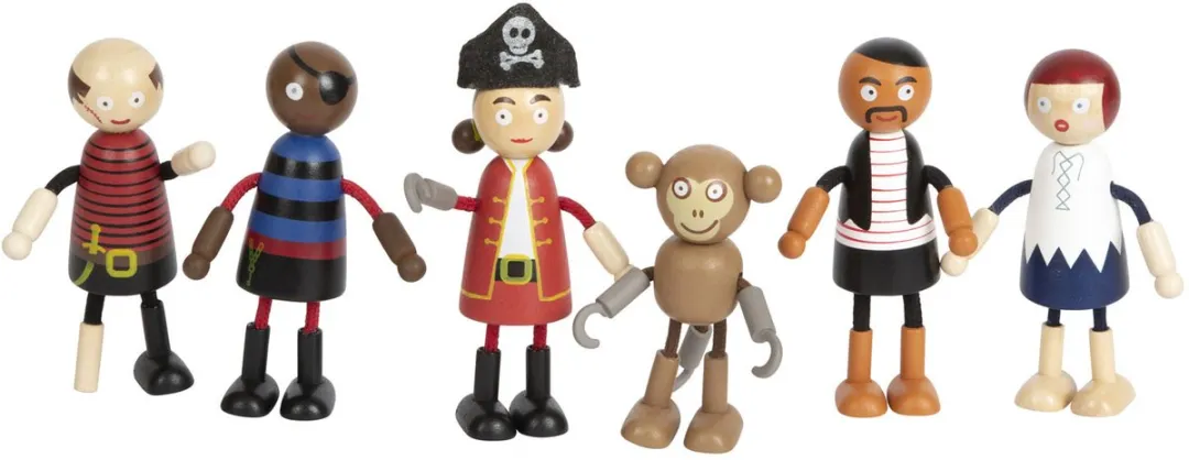 Small Foot Houten Piraat Buigbare Poppetjes - 6 Stuks