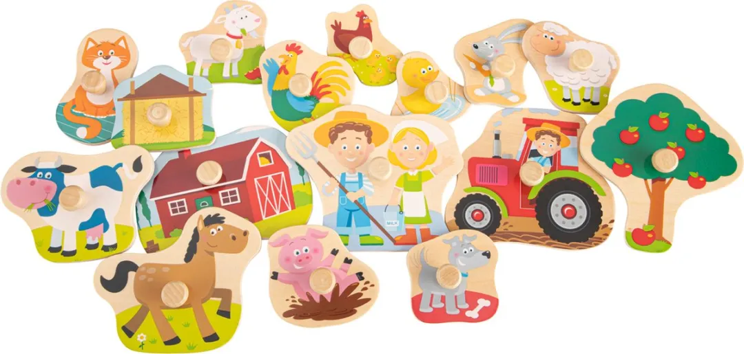 New Classic Toys Houten Knoppuzzel Boerderij 16 Stuks