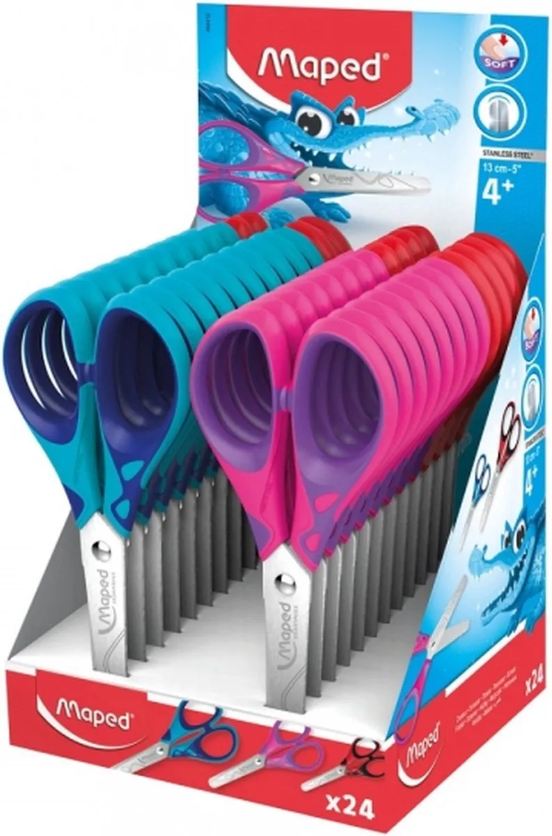 Maped Essentials Soft 13cm Schaar - Blauw/Roze/Rood/Violet