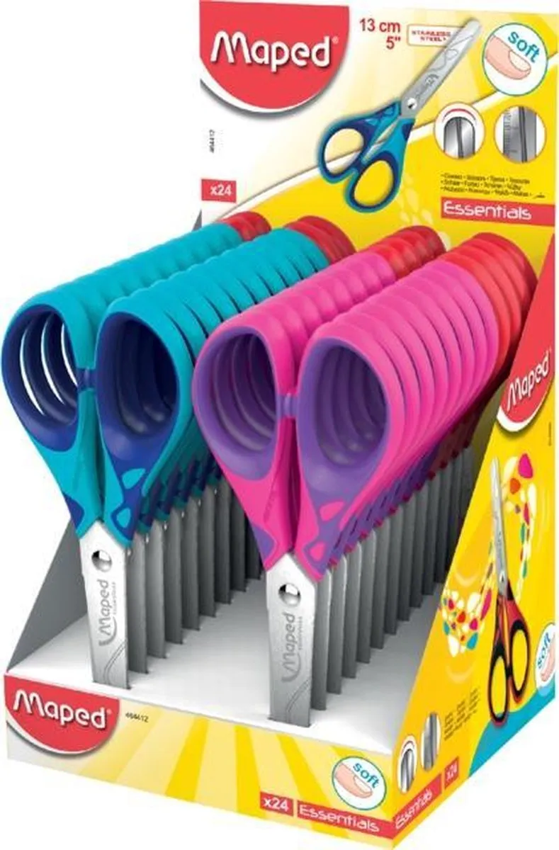 Maped Essentials Soft 13cm Schaar - Blauw/Roze/Rood/Violet